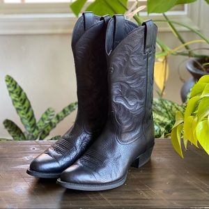 Ariat Black Leather Heritage Western Cowboy Boots Men’s 10 D